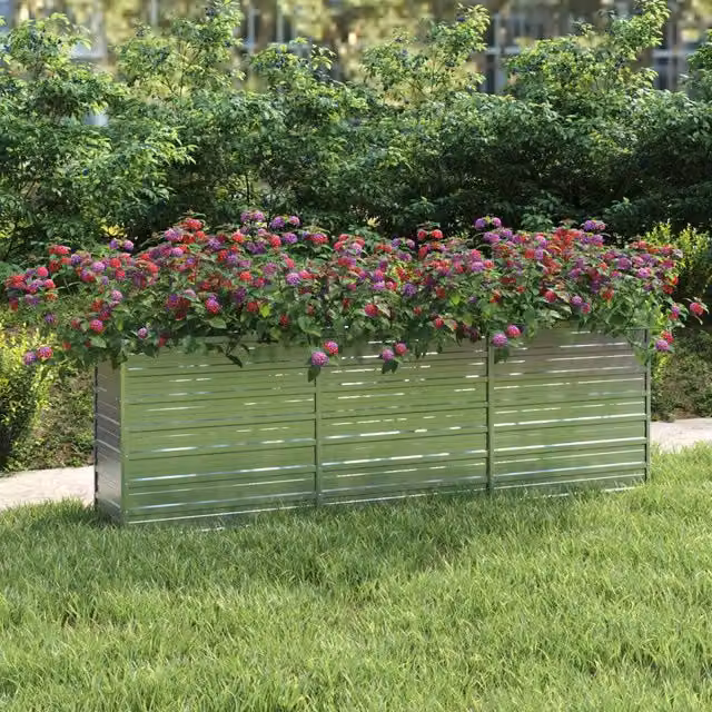 Berkfield Home Garden Galvanised Steel Raised Bed in Silver, W: 240 cm, D: 40 cm, H: 77 cm