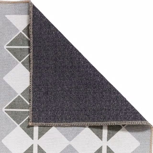 Terrys Vintage Rectangular Flat Weave Kitchen Runner in Grey and Green