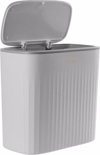 Livingandhome 8L White Wall Mounted Corner Hanging Bin with Touch Lid