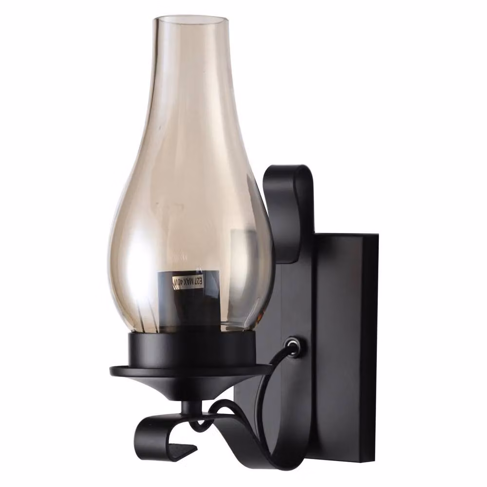 SPETLEK Vintage Industrial Wall Lamp, Black Metal Sconce with Transparent Glass – 3