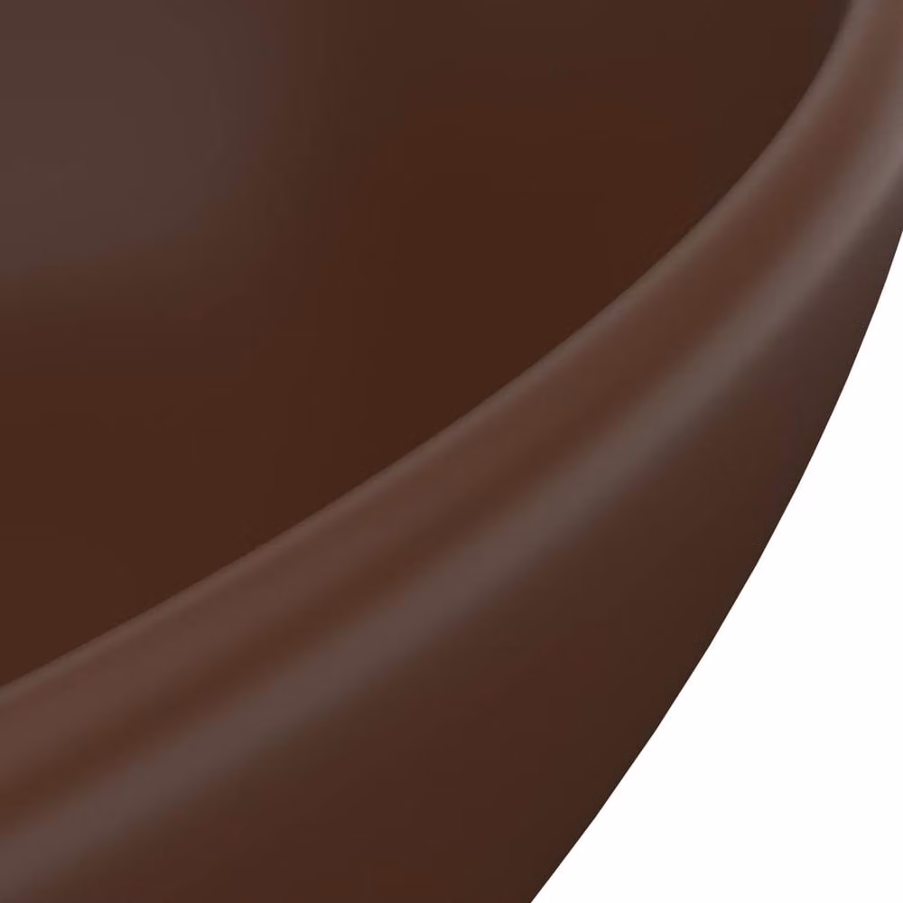 Berkfield Home Luxury Oval Ceramic Basin in Matt Dark Brown, W: 40 cm, D: 33 cm – 4