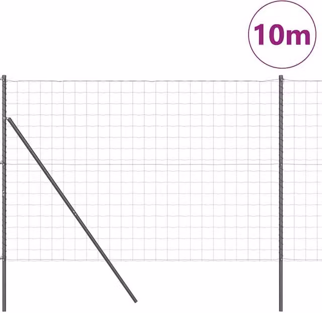 Berkfield Home Modern Euro Fence with 7 Posts, Galvanised Steel, Grey, W: 10 m, H: 1.6 m