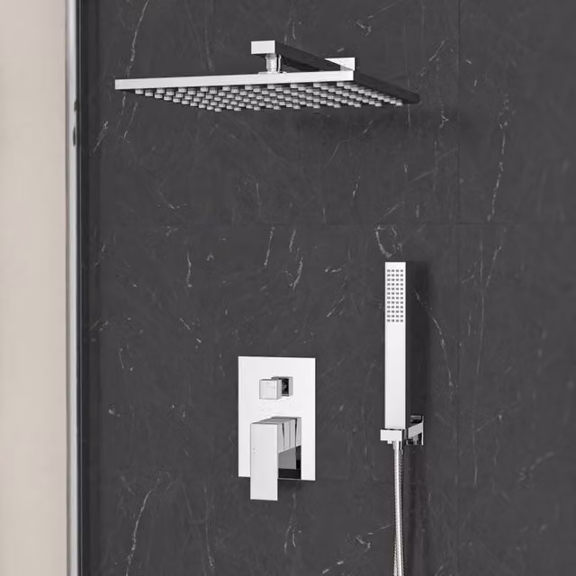 Nes Home Chrome Concealed Shower Mixer Set with Diverter and Handheld Shower Head in Silver