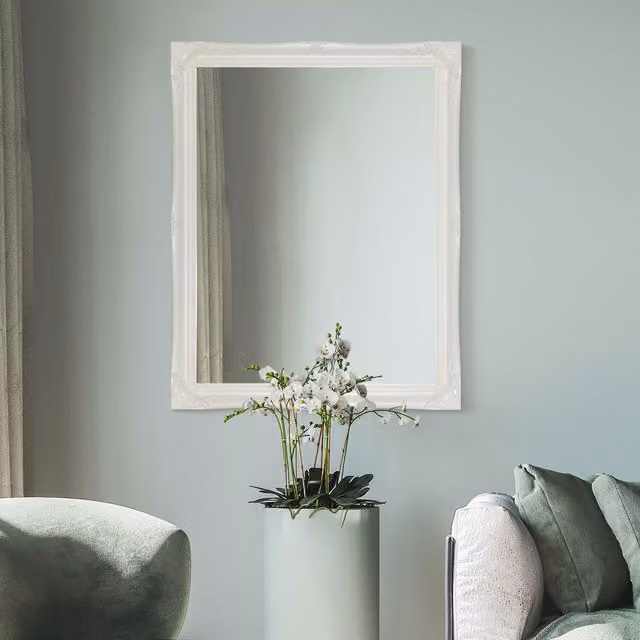 MirrorOutlet Hamilton White Shabby Chic Rectangular Wall Mirror, W: 76 cm, H: 117 cm, D: 1 cm