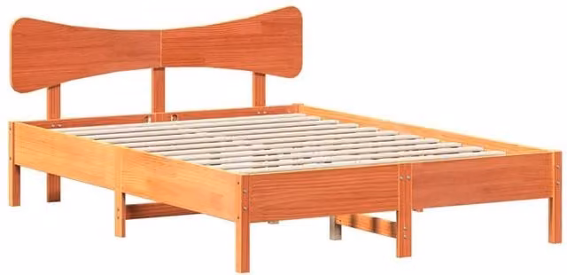Berkfield Home Beautiful King Size Bed Frame in Waxed Brown Solid Pine, W/D/H: 150 x 200 x 81 cm – 1
