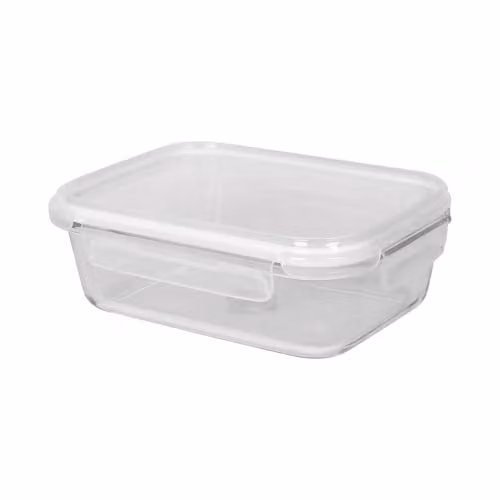 Harbour Housewares 1L Glass Food Storage Container with Airtight Lid, Transparent and White