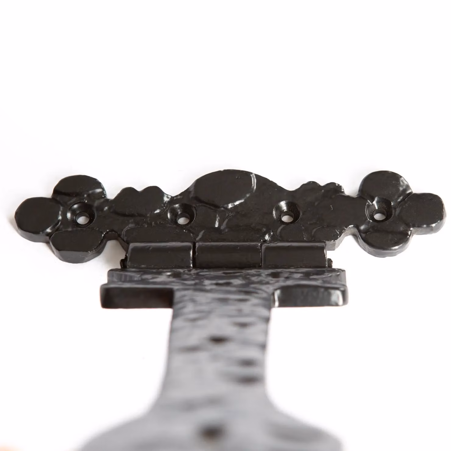 Hammer and Tongs Ornate Iron T-Hinge in Matt Black, Pack of 10, Width: 31 cm – 3