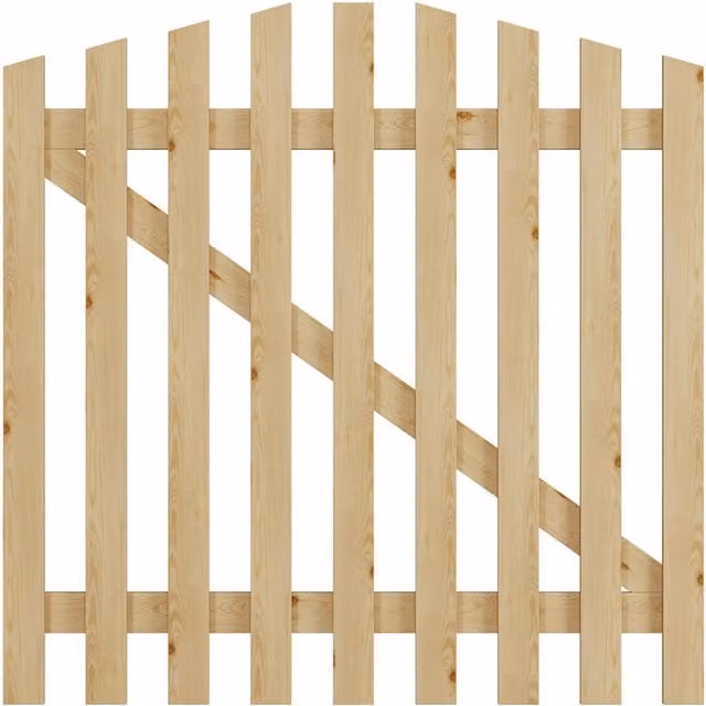 Darphe Classic Ledge and Braced Wooden Garden Gate with Pointed Top, Yellow, Height: 120 cm