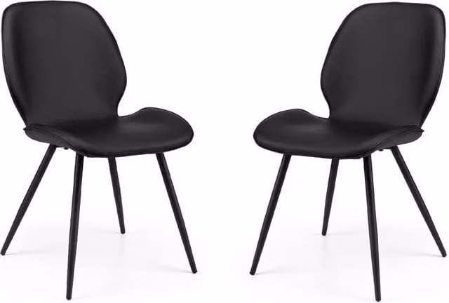 Cheshire Elmdale Modern Dining Chairs, Set of 2, Black Synthetic Leather and Metal – 1