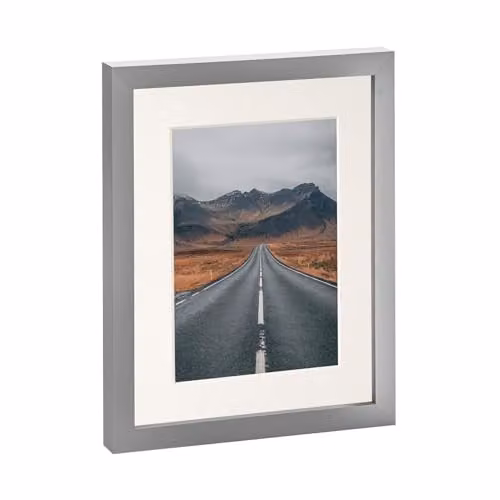 Nicola Spring Single Rectangular Photo Frame in Grey with White Mount – 1