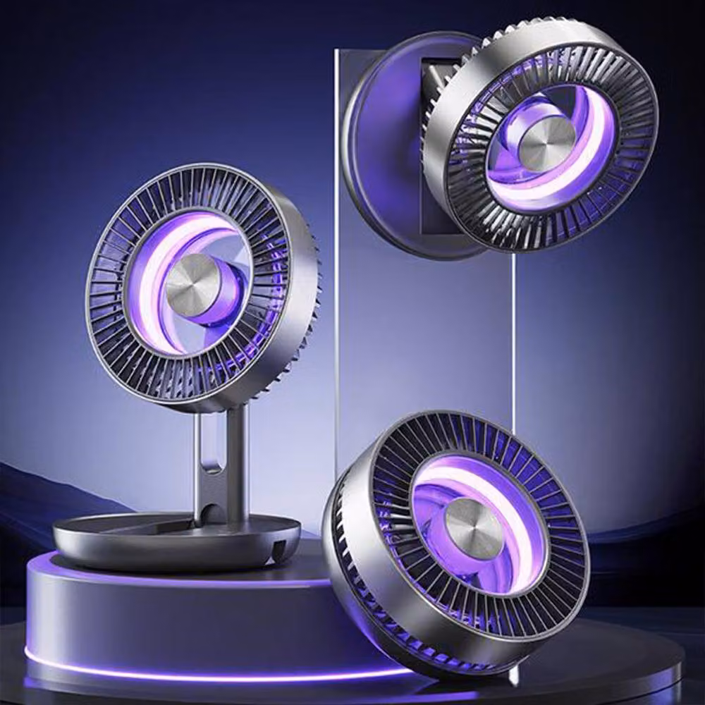 Quipulse Foldable Mini Fan with Colourful Ambient Light in White – 2