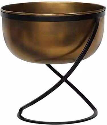 Lemon Pavilion Kensington Round Indoor Planter on Stand, Gold Metal, W: 28 cm, D: 28 cm, H: 30 cm