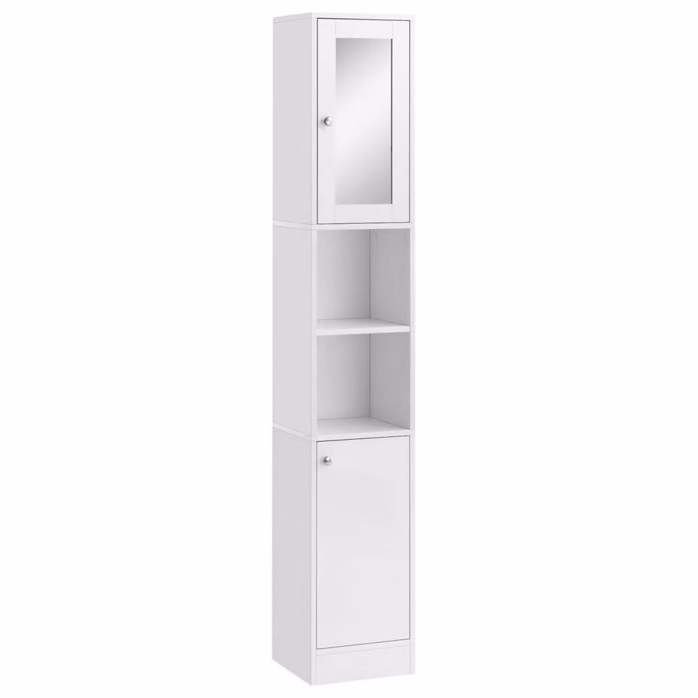 Wyld Haus Sokana Tall Freestanding White Bathroom Cabinet with Mirror and Shelves – 2