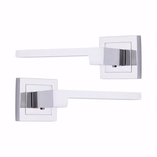 Golden Grace Zeta Square Rose Door Handles in Polished Chrome, 1 Pair