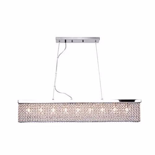 Netlighting Treasure Straight Bar Pendant Ceiling Light in Chrome with Crystal, D100 x H14 cm