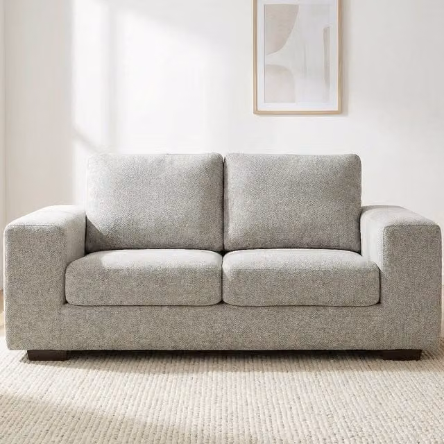 Abakus Direct Boston 3 Seater Sofa in Silver Basket Weave Fabric