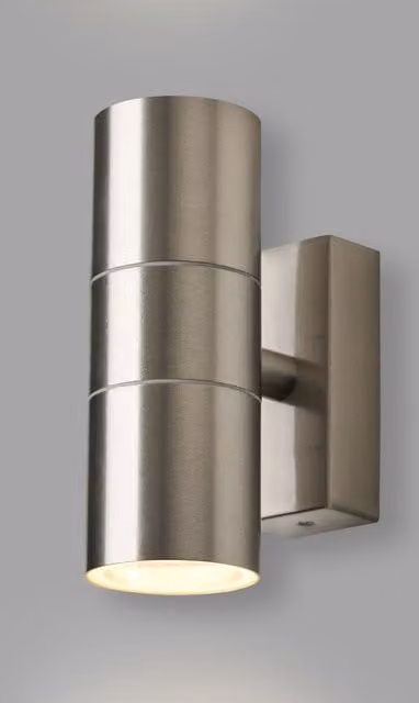 BHS Lighting Jared Stainless Steel Outdoor Up & Down Wall Light in Silver – 1