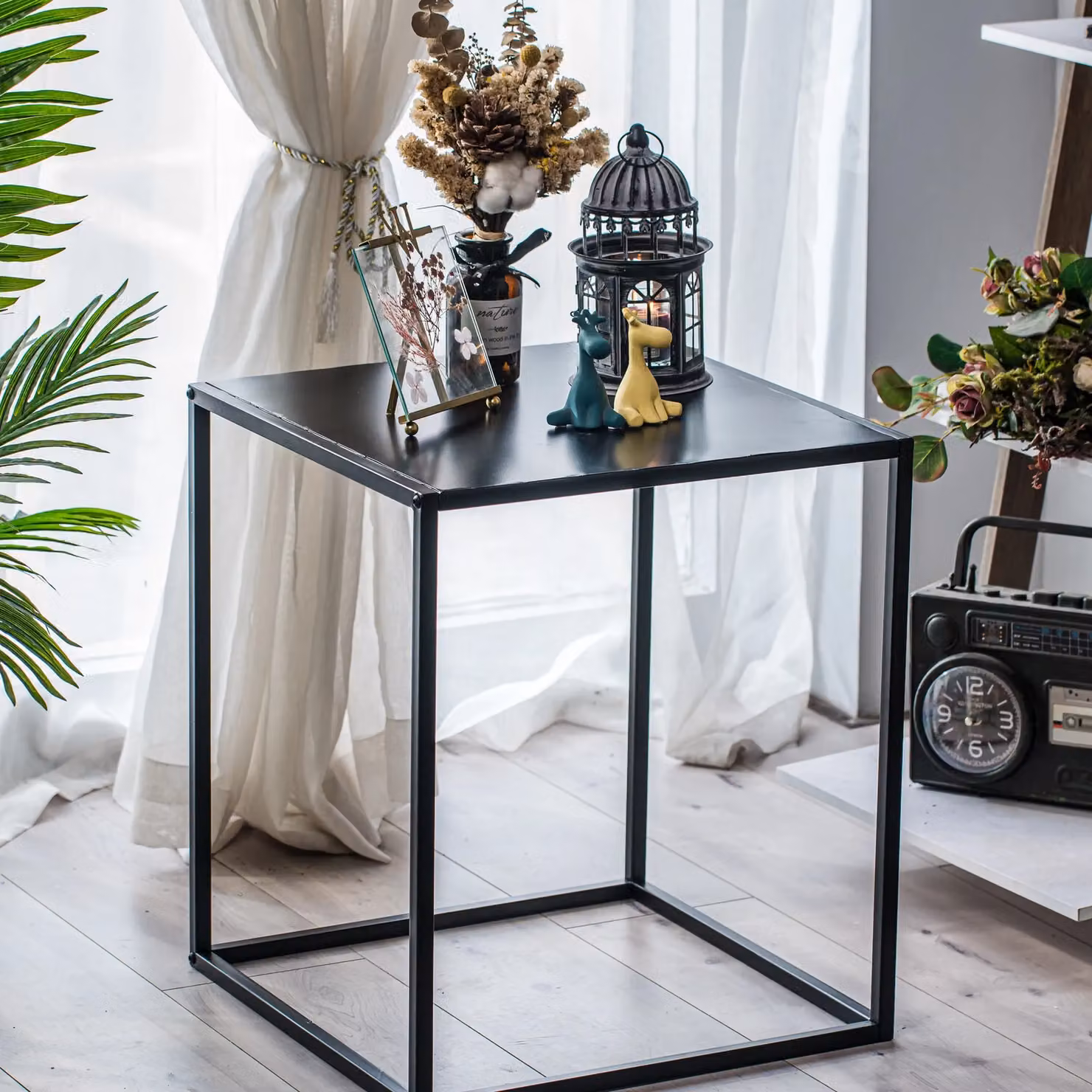 Nordlys Industrial Square Metal End Table in Black – 2