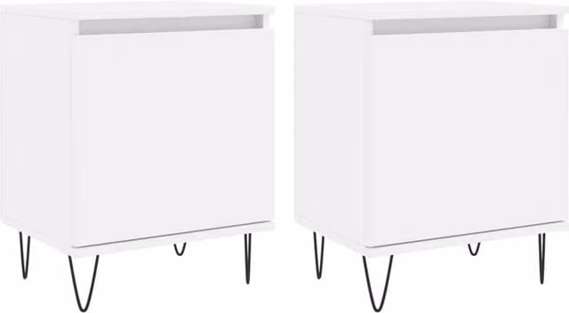 Berkfield Home Set of 2 White Bedside Cabinets in Engineered Wood, W/D/H: 40 x 30 x 50 cm
