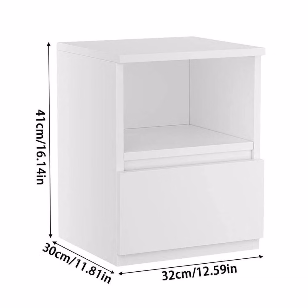 KORVIXA Modern Bedside Cabinet with 1 Drawer, White, W/D/H: 30 x 30 x 41 cm – 2