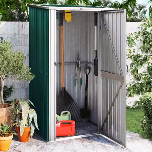 vidaXL Green Galvanised Steel Garden Shed W/D/H: 118.5 x 97 x 209.5 cm – 2