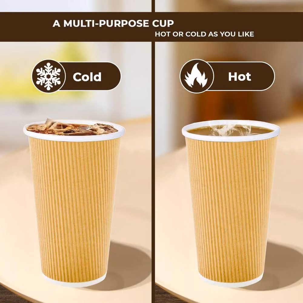 ECONX 25 Pack Triple Wall Ripple Brown Disposable Paper Coffee Cups, 20oz – 2