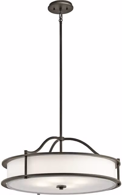 Loops 4 Bulb Suspended Ceiling Pendant Light Fitting in Silver Metal with Multicolour Accents, E27 100W LED Compatible