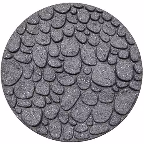 ECO GARDEN Round Recycled Rubber Stepping Stone River Rock in Grey