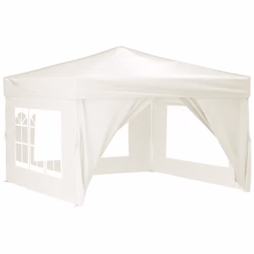 vidaXL Folding Party Tent with Sidewalls in Beige and Silver, W/D/H: 300 x 300 x 245 cm