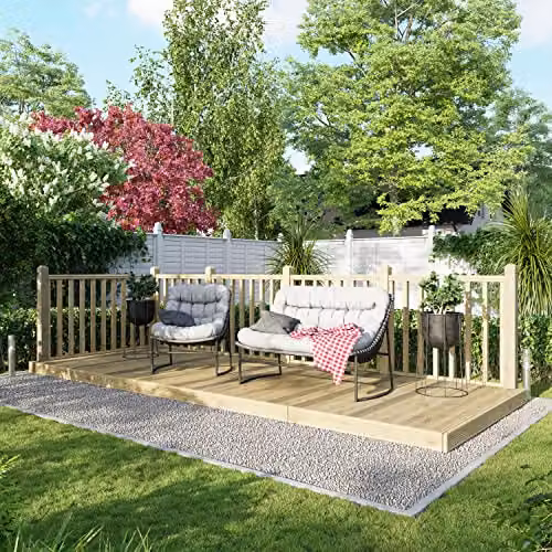 Powersheds Premium Wooden Decking Kit with Hand Rails in Beige