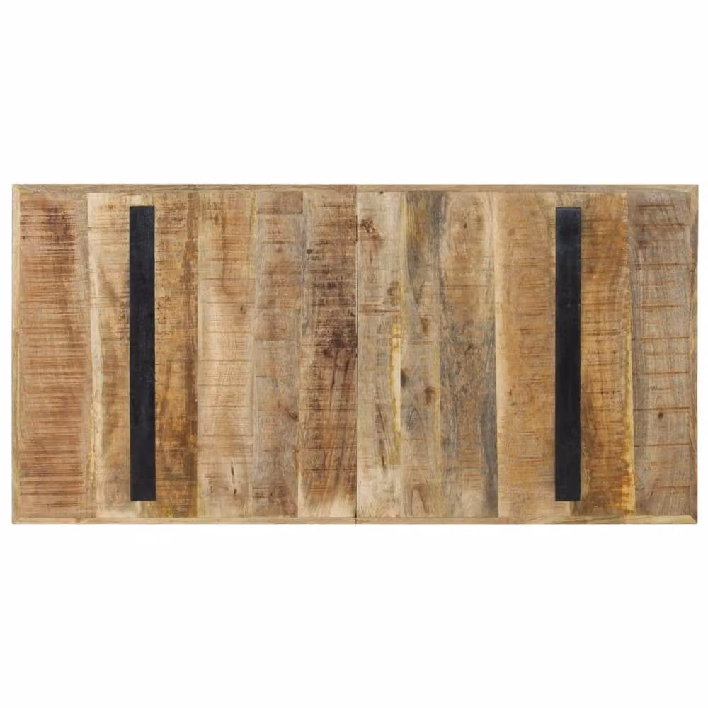 Berkfield Home Rectangular Dining Table in Brown Rough Mango Wood, W/D/H: 140 x 70 x 76 cm – 2