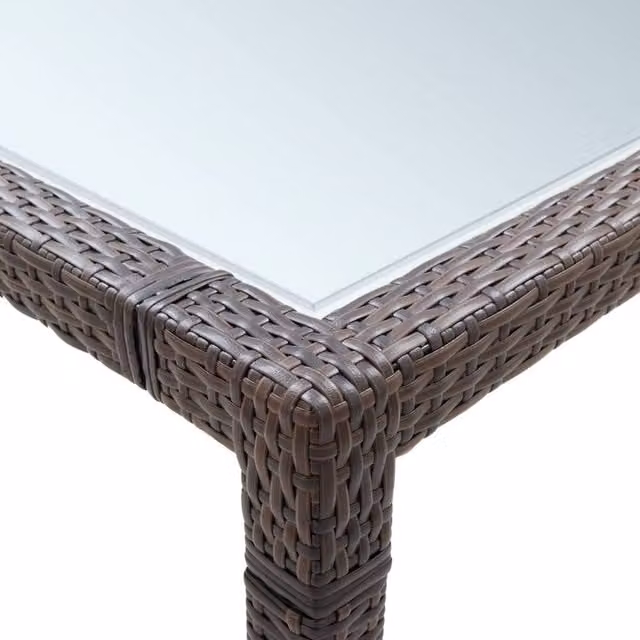 Berkfield Home Durable Brown Poly Rattan Garden Dining Table W/D/H: 200 x 200 x 74 cm