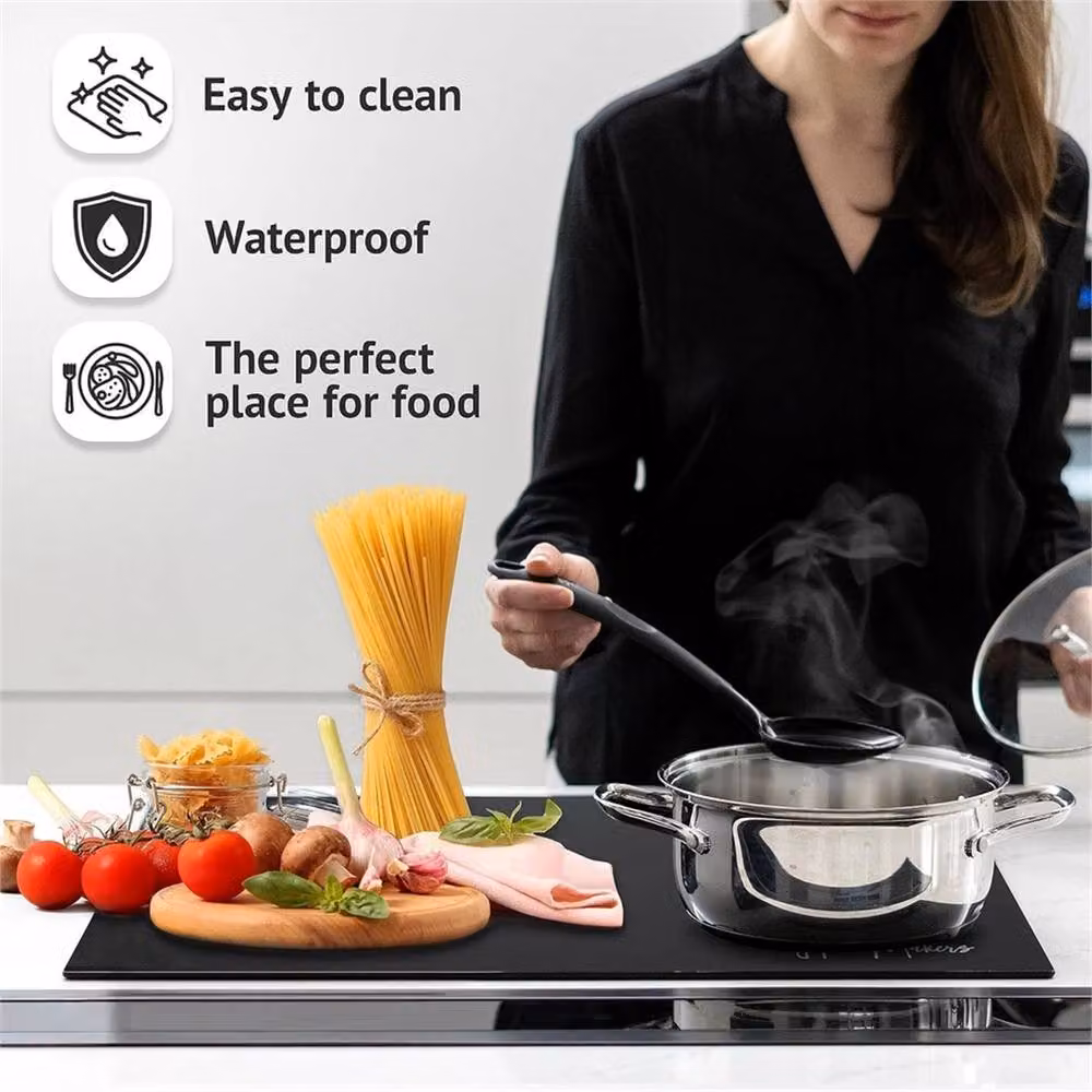 SPETLEK Large Black Silicone Induction Hob Mat Anti-Scratch Kitchen Protector Cover – 3
