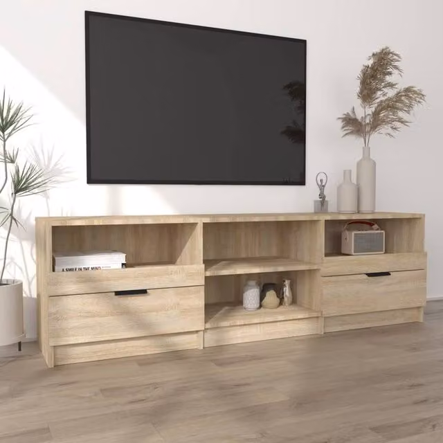 Berkfield Home Modern TV Cabinet in Sonoma Oak, Natural, W: 150 cm, D: 33.5 cm, H: 45 cm