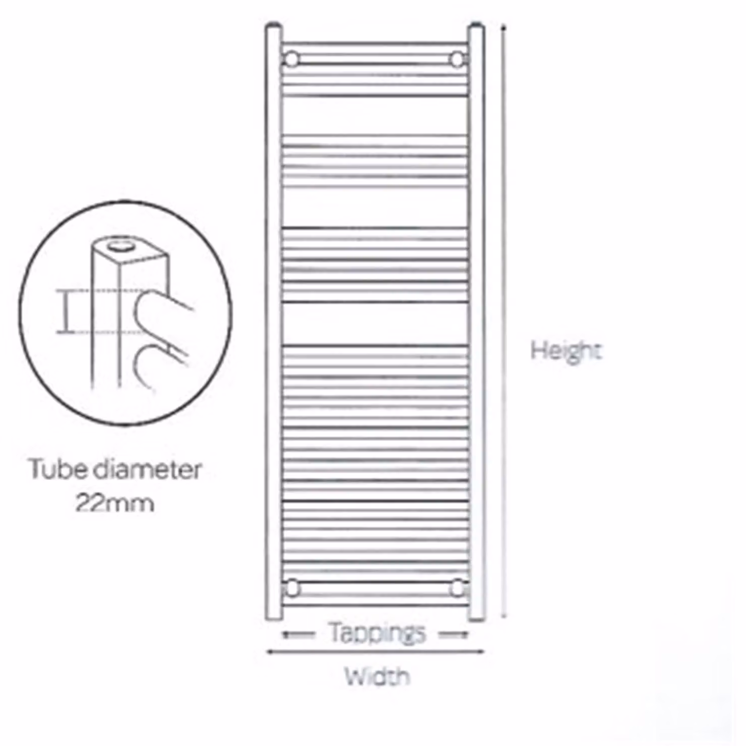Clifton Vertical Straight Bathroom Towel Rail, Chrome Silver, H: 120 cm, W: 40 cm – 2