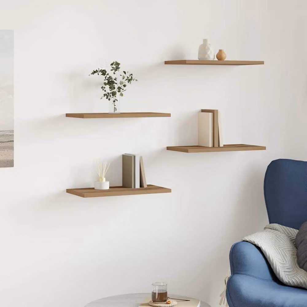 Berkfield Home Artisan Oak Wall Shelves, 4 Piece Set in Brown, W/D/H: 40 x 20 x 1.5 cm – 2