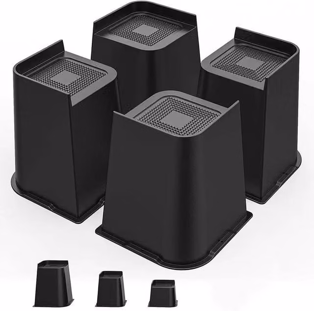 NESTLUNE Heavy Duty Furniture Risers, 4 Pack, Black, Height: 15.24 cm – 1