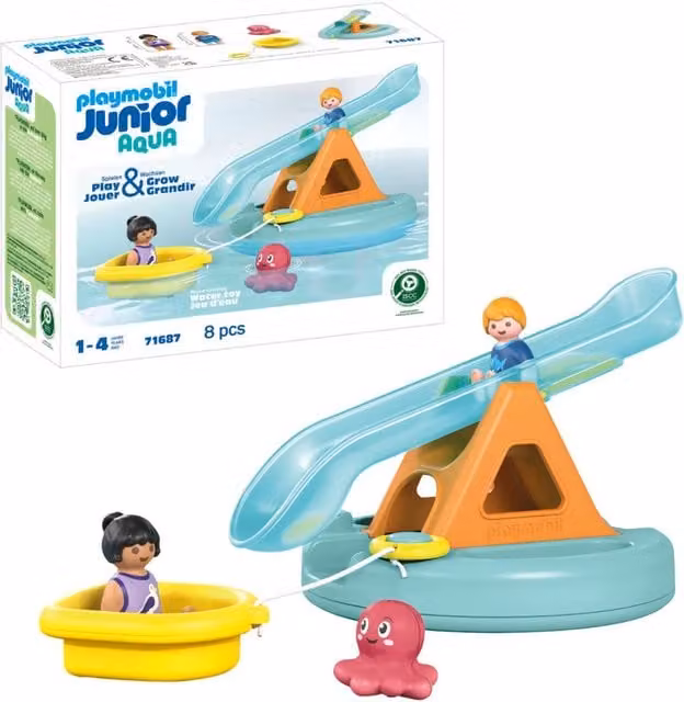 Playmobil Junior Aqua Water Seesaw with Boat in Blue and Multicolour