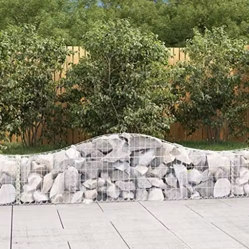 vidaXL Set of 4 Arched Gabion Baskets in Silver Galvanised Steel, W: 200 cm, D: 30 cm, H: 40/60 cm – 2