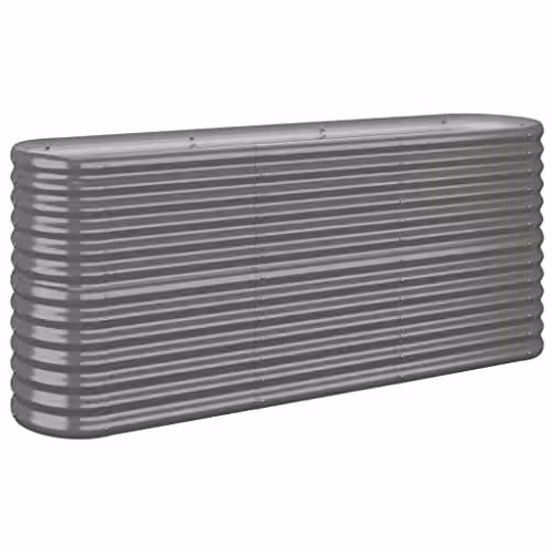 vidaXL Grey Galvanised Steel Garden Raised Bed W: 152 cm, D: 40 cm, H: 68 cm