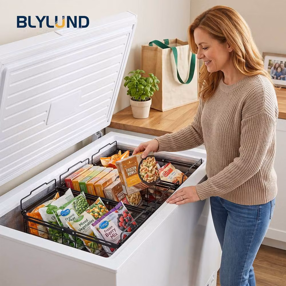 Blylund 2 Pack Adjustable Stackable Chest Freezer Organiser Baskets in Black Metal – 3