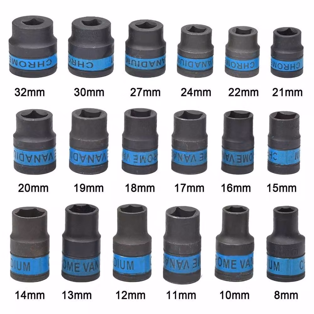 FLAVORA Heavy Duty 1/2 inch Ratchet Wrench Socket Set in Black – 5