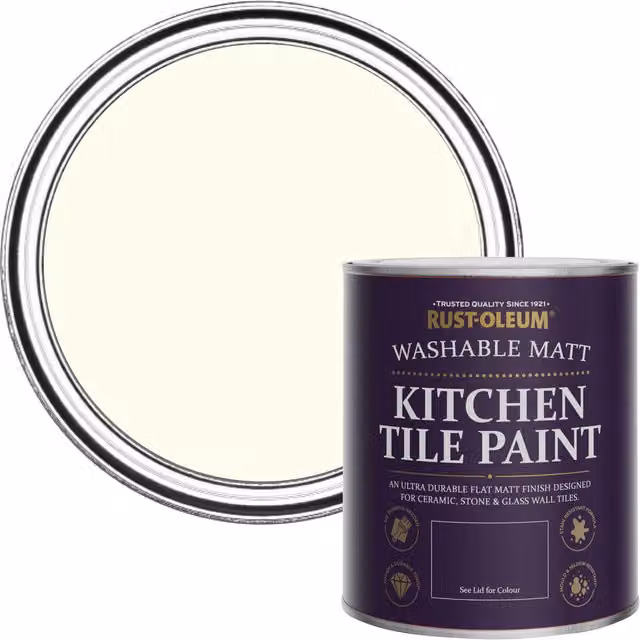 Rust-Oleum Water-Based Kitchen Tile Paint in Matt White, 0.75 l – 1