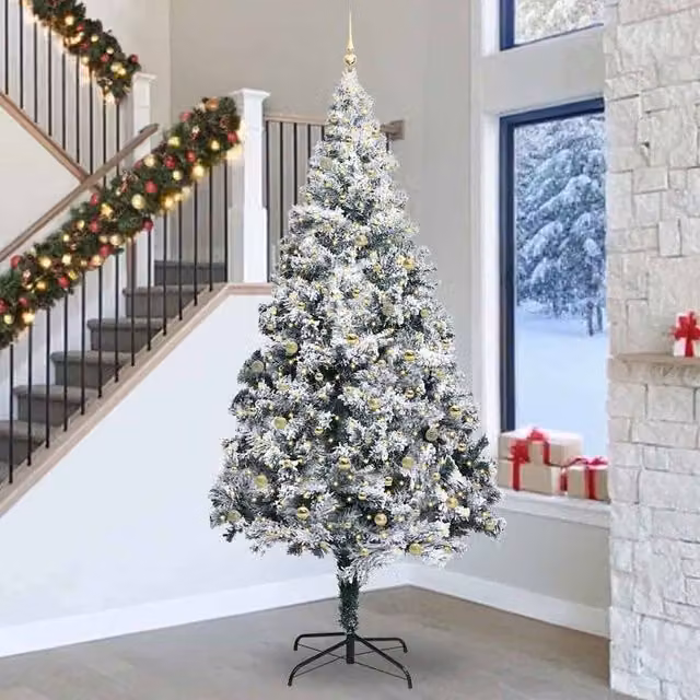 Berkfield Home White PVC Christmas Tree with 300 LEDs and Stand, Height: 300 cm
