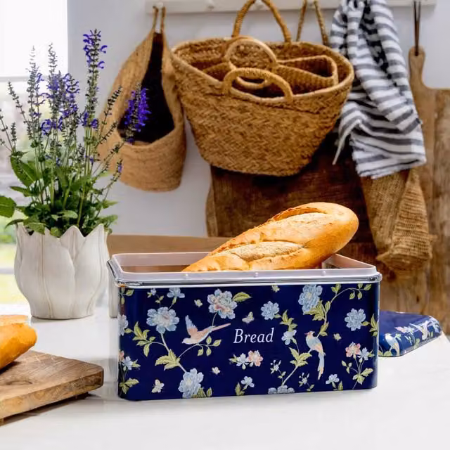 Laura Ashley China Rose Metal Bread Bin in Blue