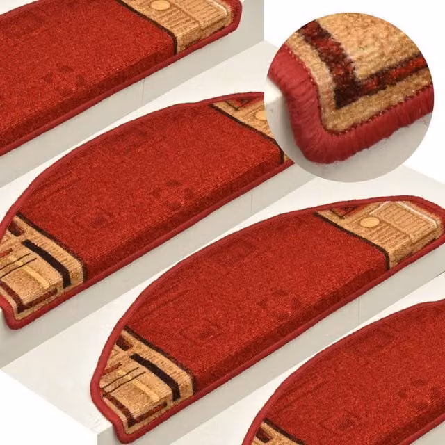 Berkfield Home Self-adhesive Stair Mats, 5 Pack, Red, W/D/H: 65 x 21 x 4 cm – 1