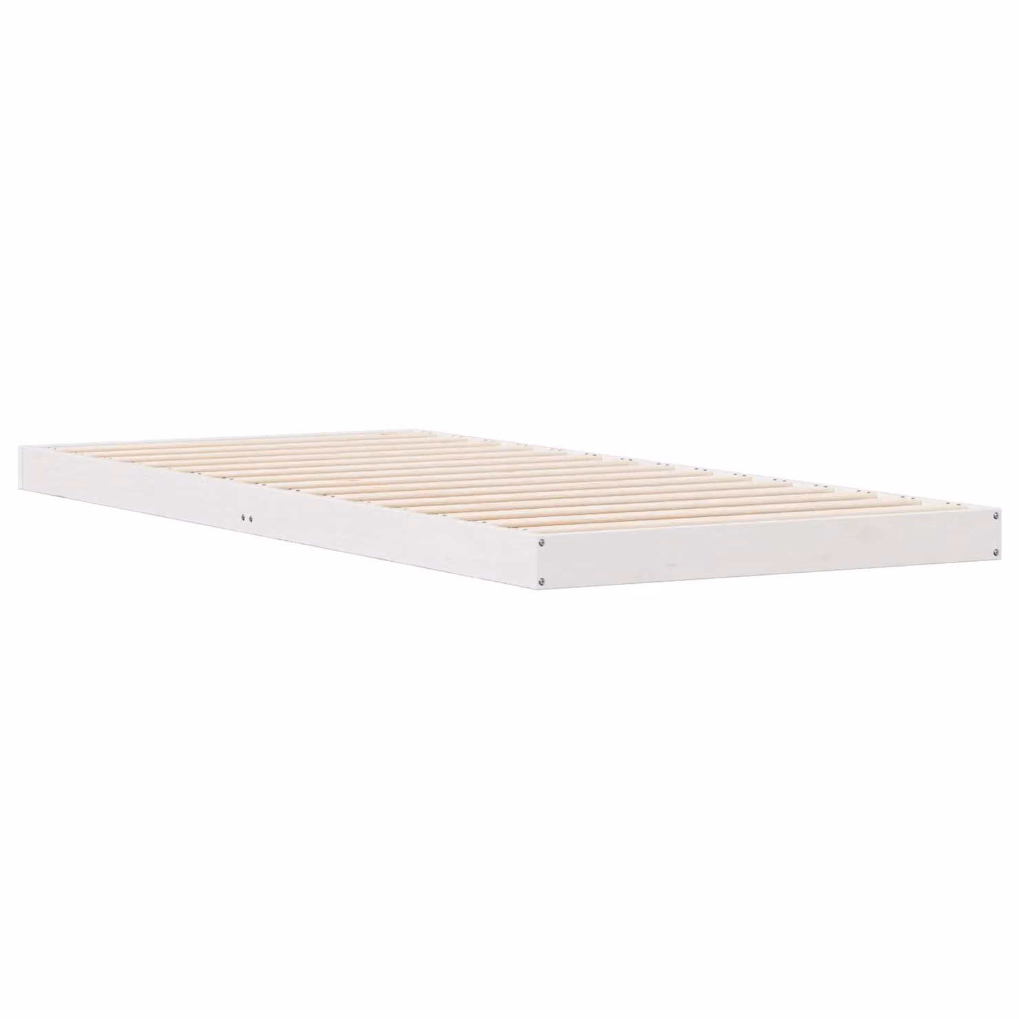 Berkfield Home White Solid Wood Pine Floor Bed Frame W: 90 cm, L: 210 cm – 2