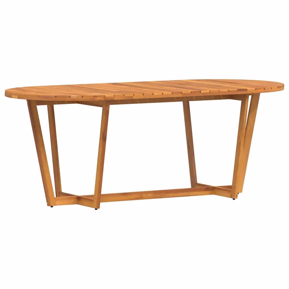Berkfield Home Beautiful Oval Garden Dining Table in Brown Solid Oiled Acacia Wood, W/D/H: 200 x 90 x 75 cm – 2