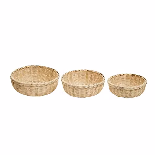 Premier Housewares Set of Three Open Weave Bamboo Baskets in Brown and Beige, W/D/H: 26 x 26 x 9 cm
