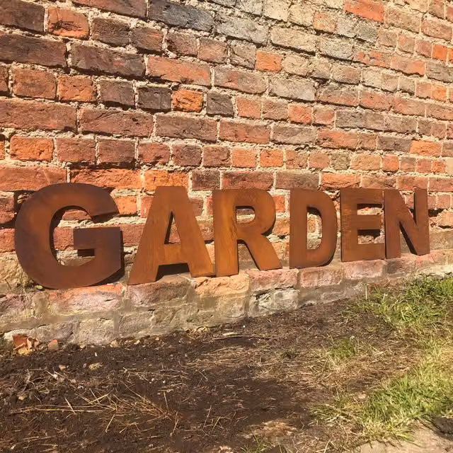 RW NORFOLK Rusty Metal Garden Sign, Brown Steel Lettering Feature, Height: 30.48 cm